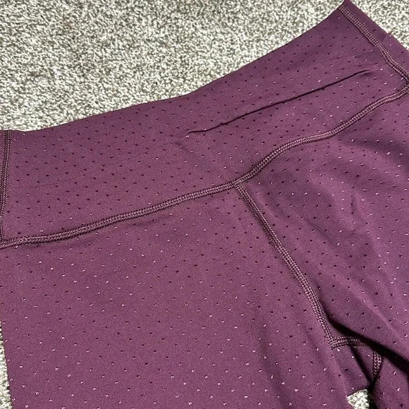 Lululemon capri crop leggings size 4 maroon deep purple cross waist polka dot - Picture 2 of 8